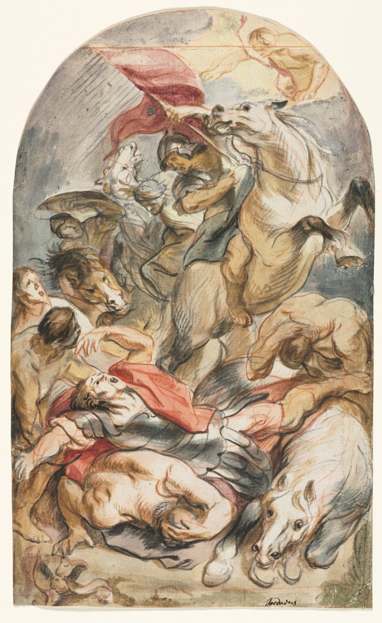 Sauls omvendelse med rytter og banner, ca. 1645-1647. af Jacob Jordaens