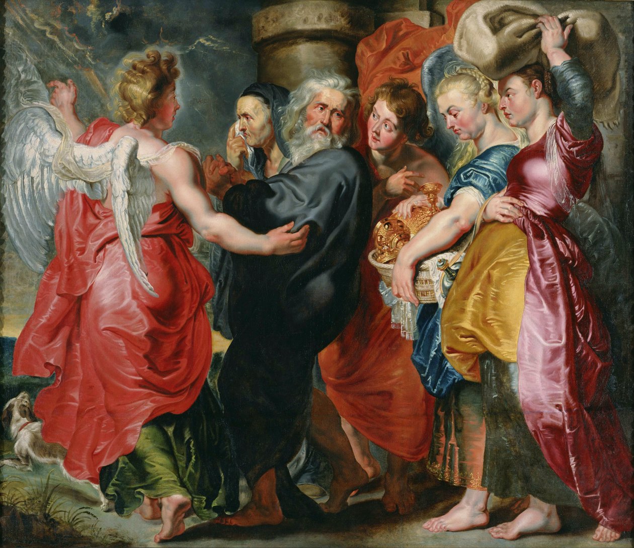Lots og hans families flugt fra Sodoma efter Rubens, ca. 1618 af Jacob Jordaens