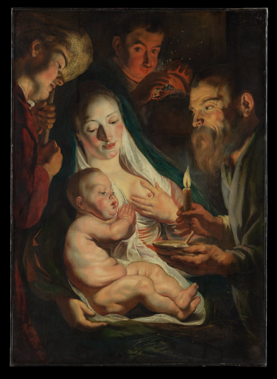 Den hellige familie med hyrder af Jacob Jordaens