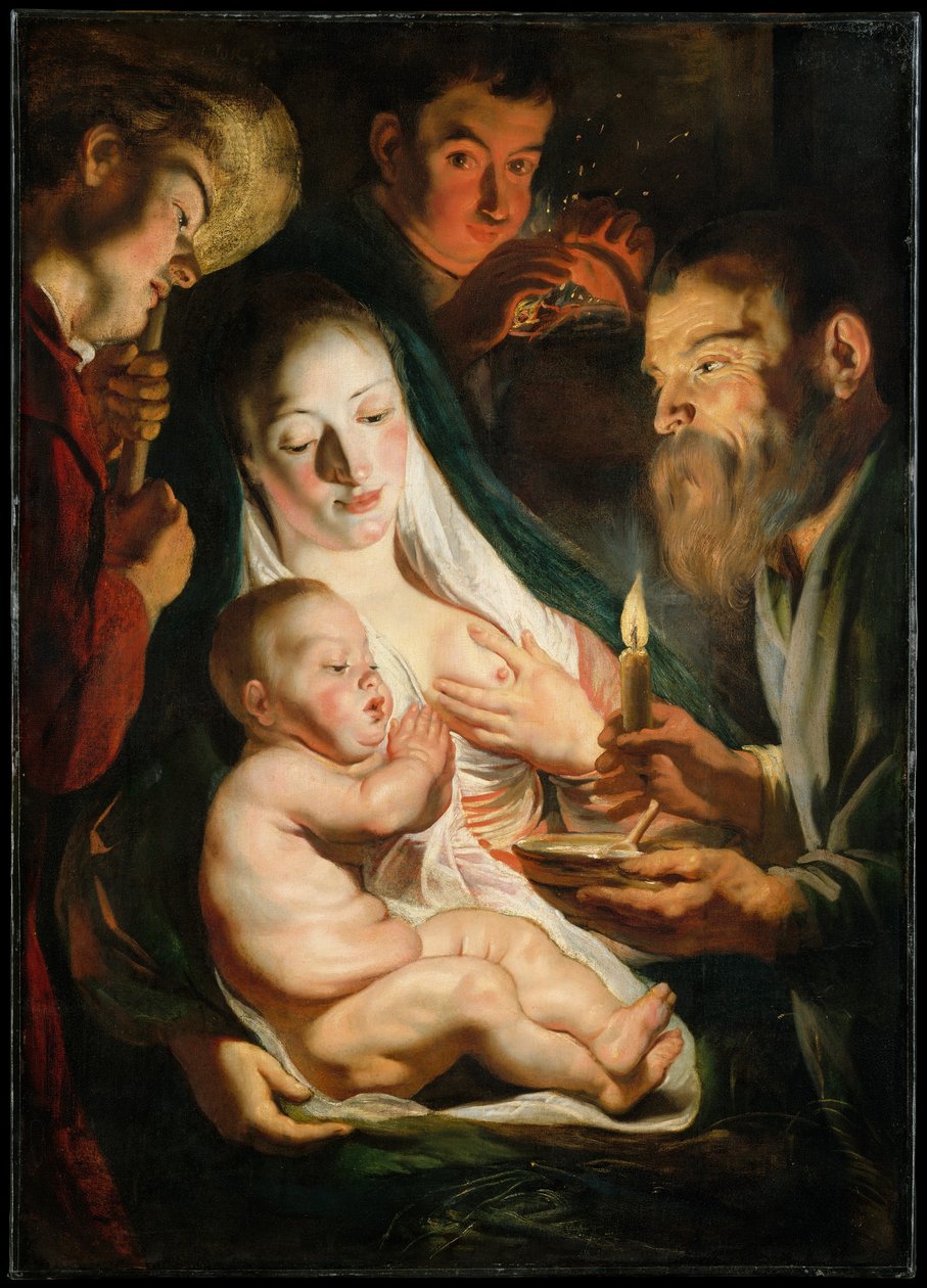 Den hellige familie med hyrder, 1616 af Jacob Jordaens