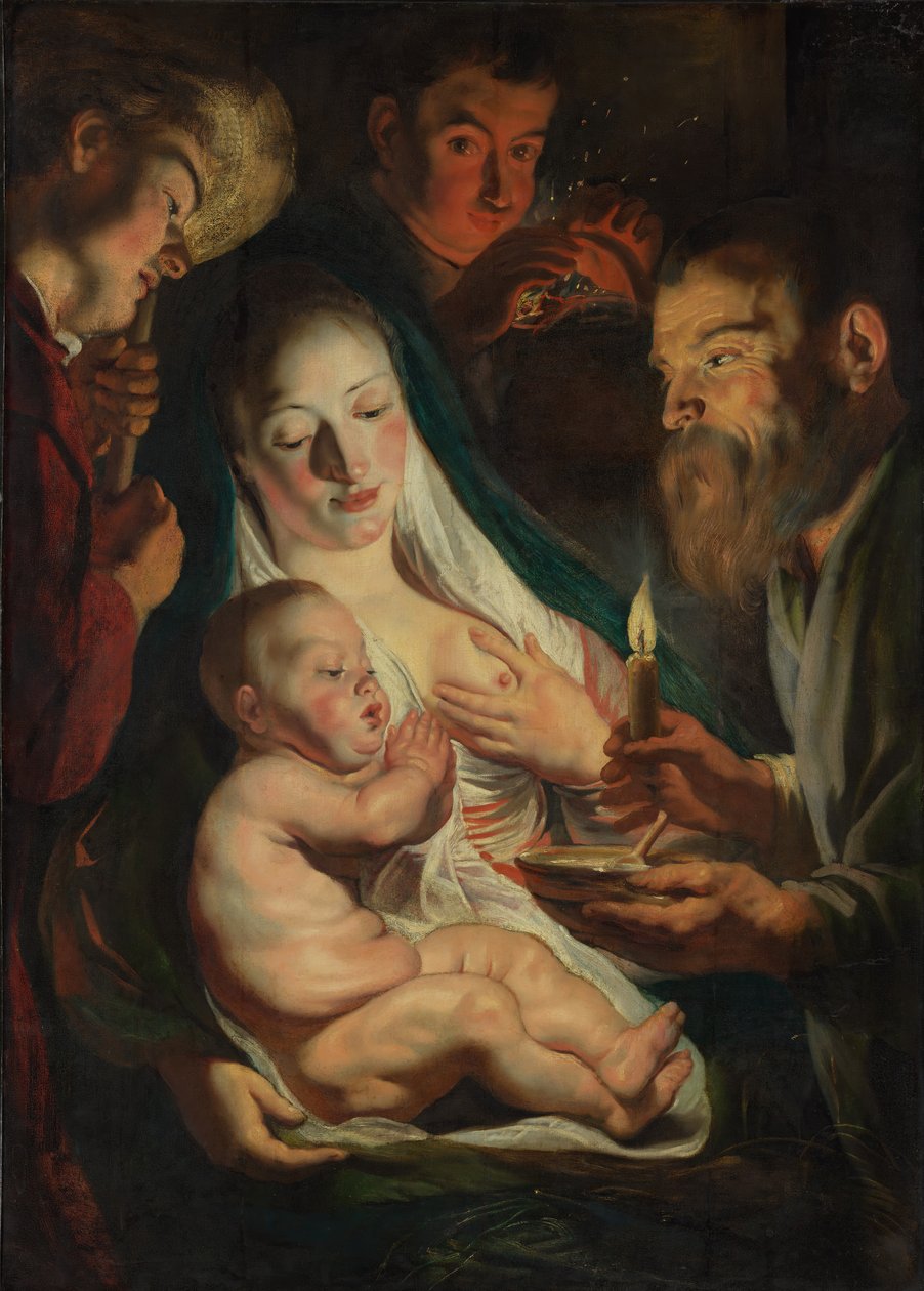 Den hellige familie med hyrder, 1616. af Jacob Jordaens