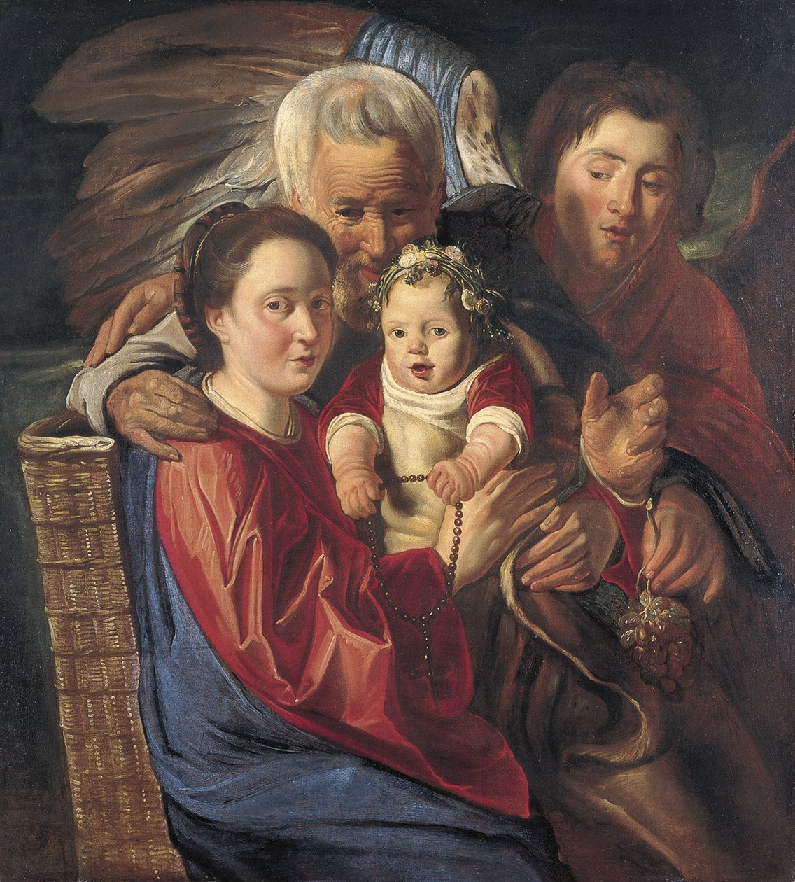 Den hellige familie med en engel af Jacob Jordaens
