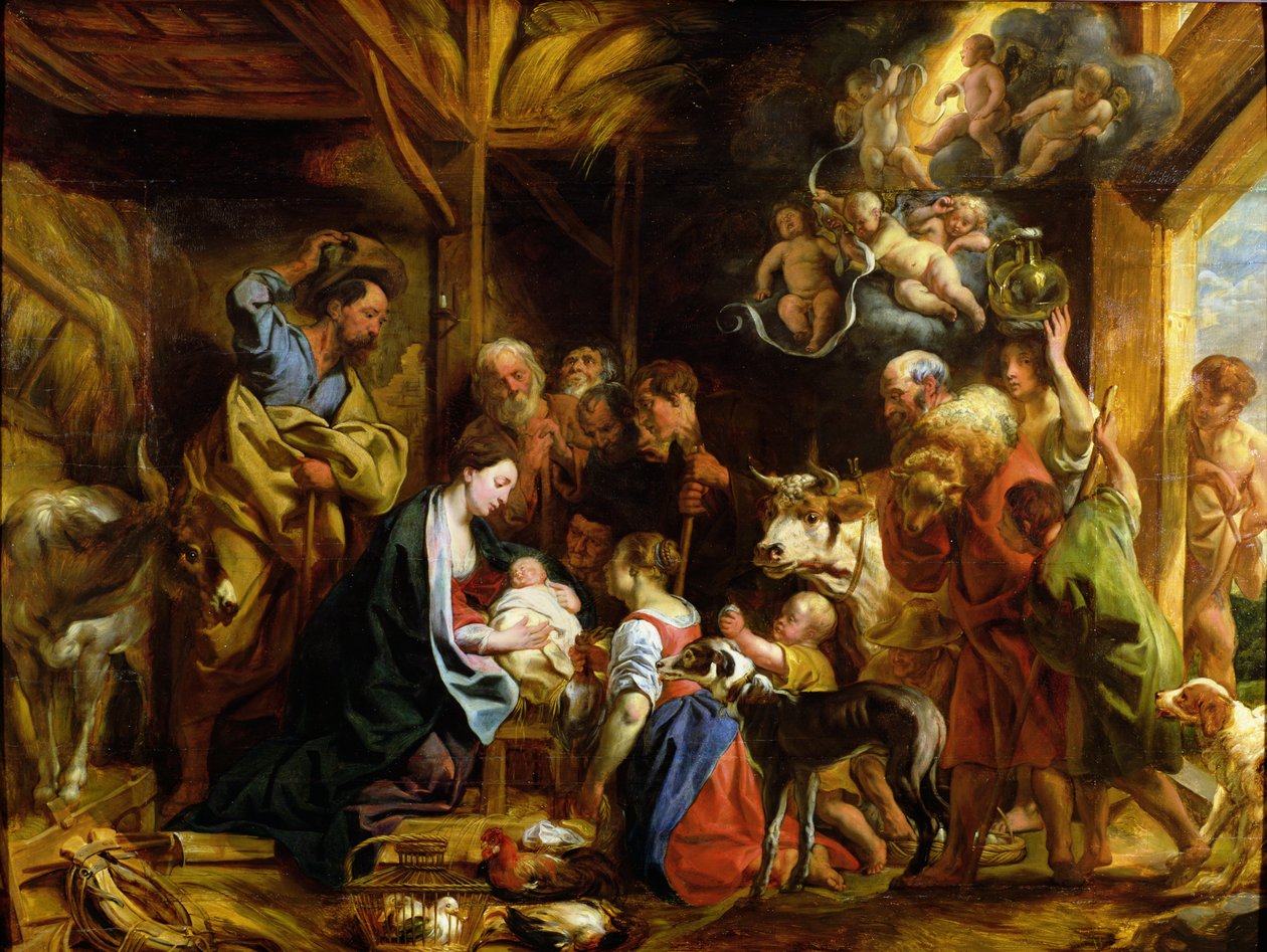 The Nativity (olie på panel) af Jacob Jordaens