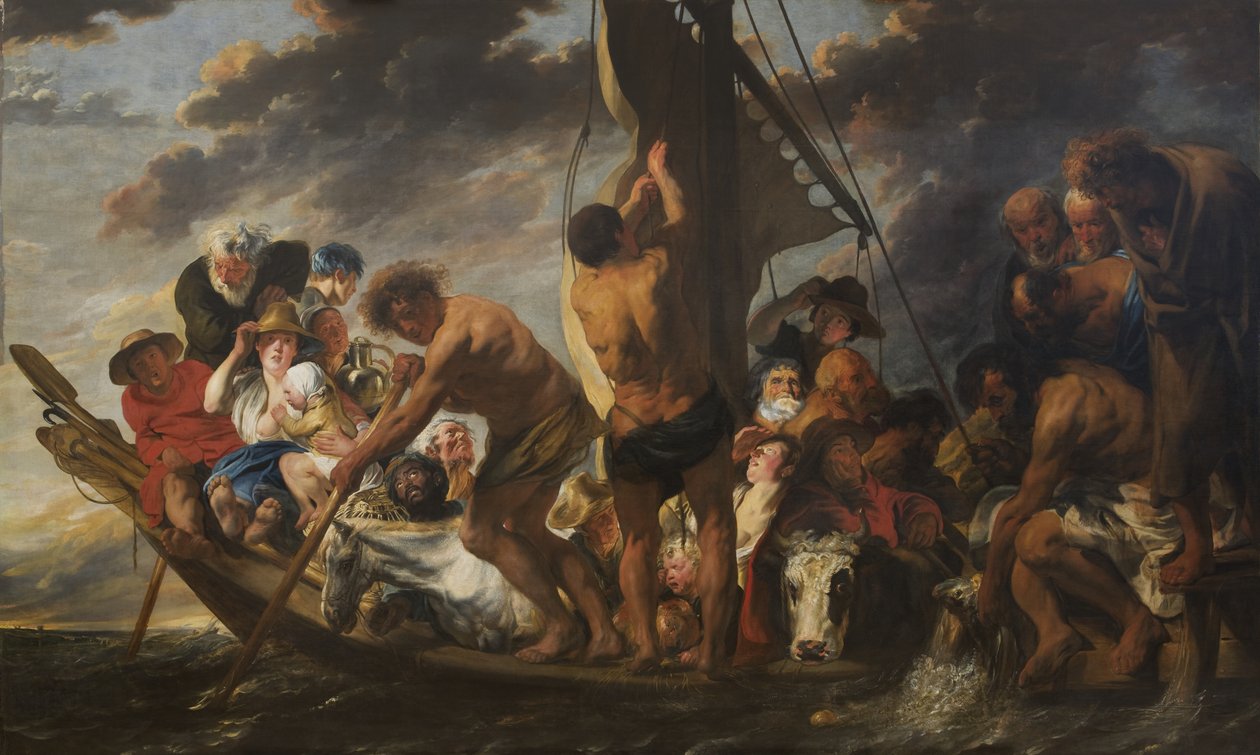 Hyldestpengene. Peter finder sølvmønten i munden på fisken. Også kaldet "Færgen til Antwerpen" af Jacob Jordaens