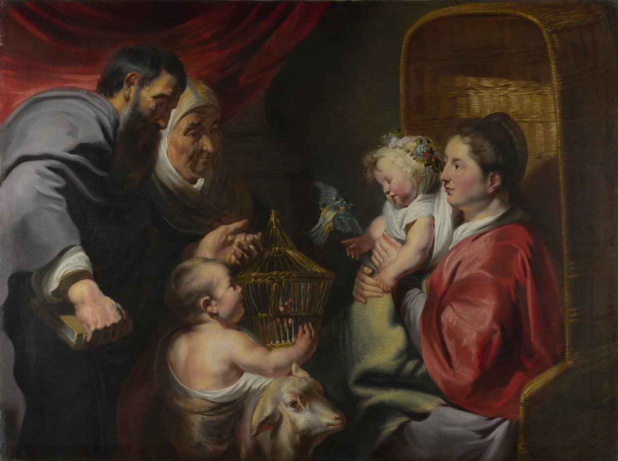 Jomfruen og barnet med de hellige Zacharias, Elizabeth og Johannes Døberen, ca. 1620 af Jacob Jordaens