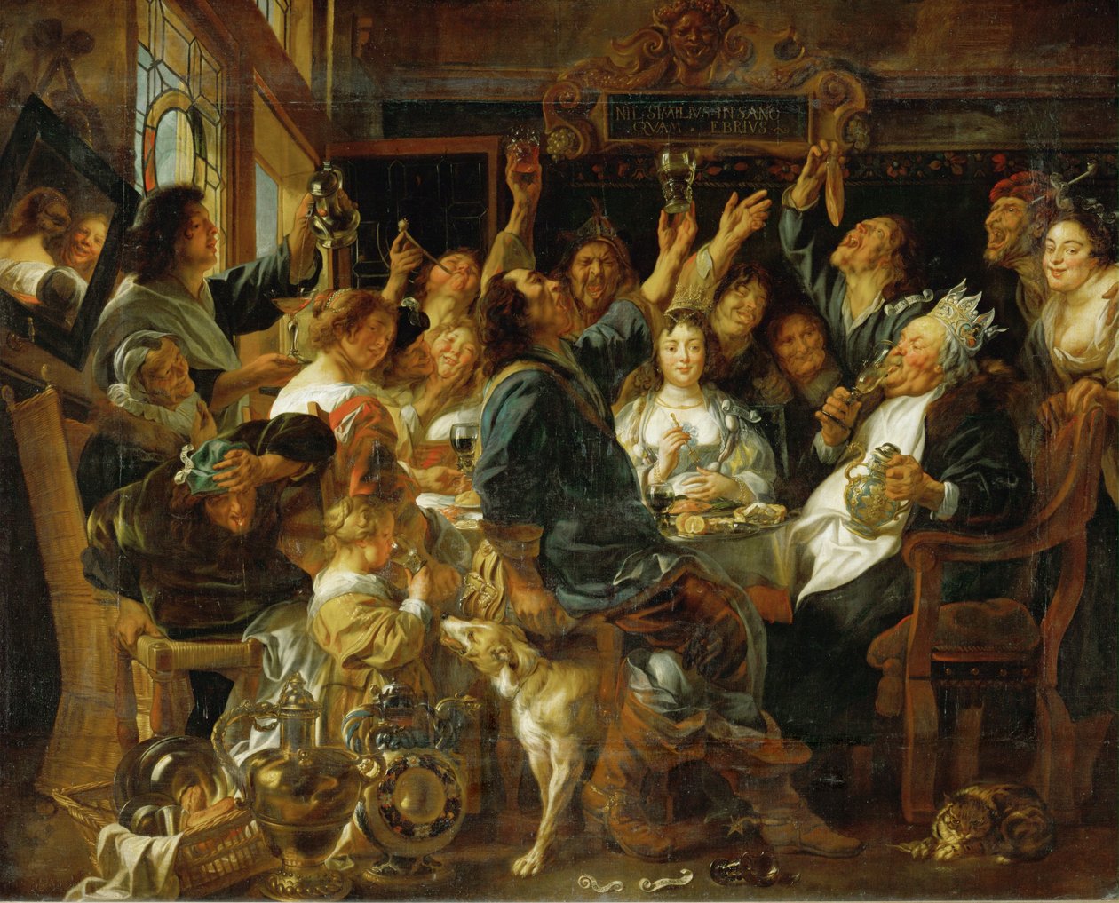 Bønnekongens festmåltid (olie på lærred) af Jacob Jordaens