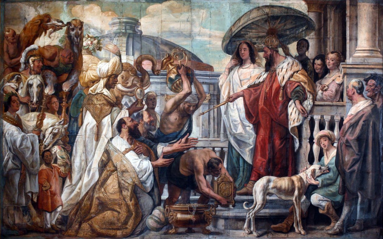 Kaliffen Harun al-Rashids udsendinge tilbyder et ur til Karl den Store, 1660 af Jacob Jordaens