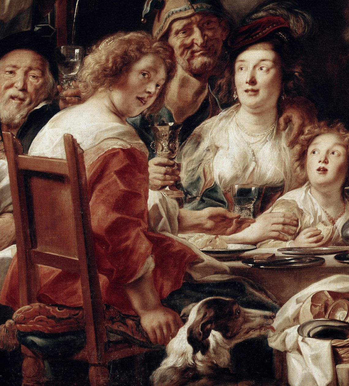Kongen drikker, detaljer (olie på lærred af Jacob Jordaens