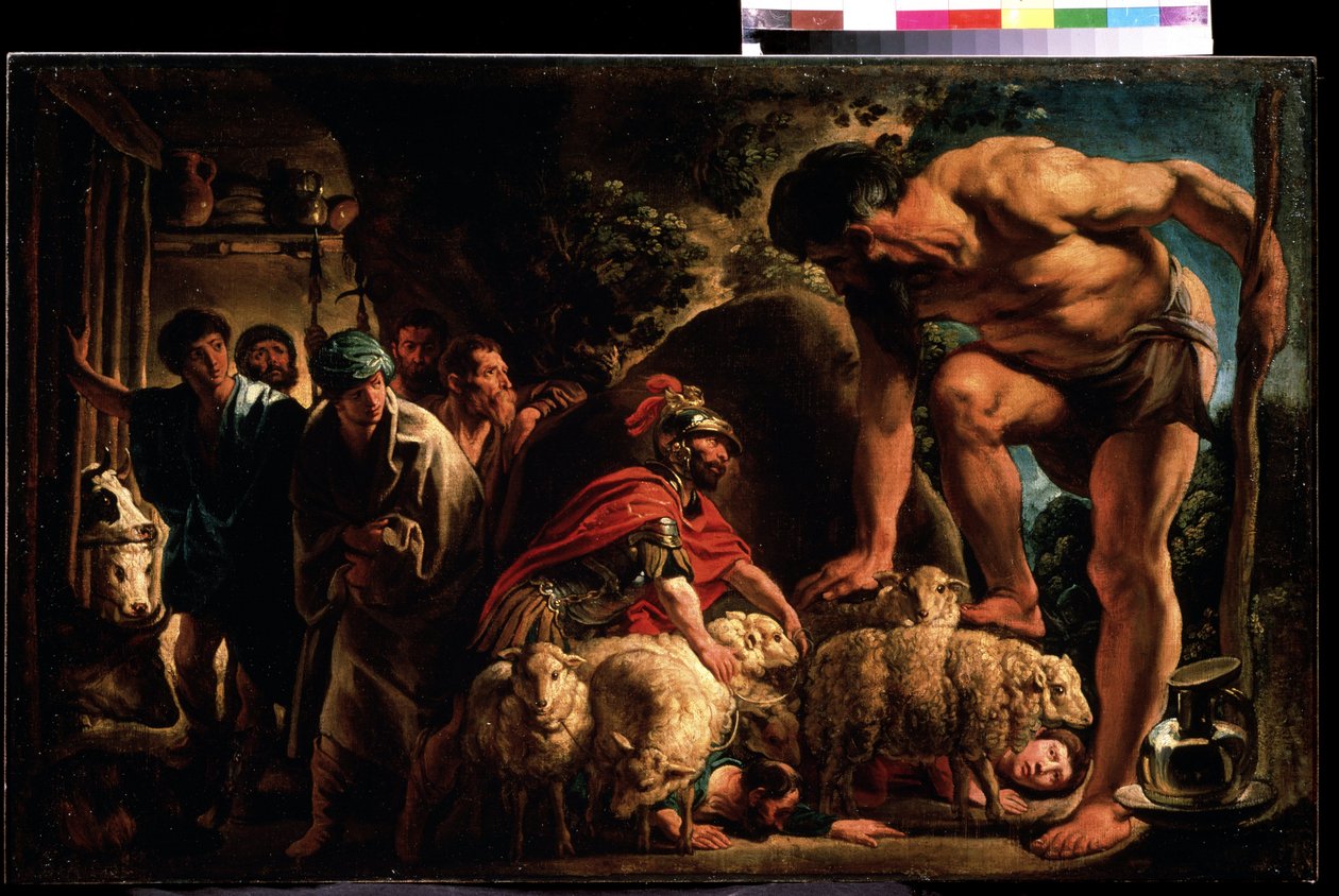 ""Ulysses i Polyfemos hule"" maleri af Jacob Jordaens (1593-1678) Pushkin Museum, Moskva. af Jacob Jordaens