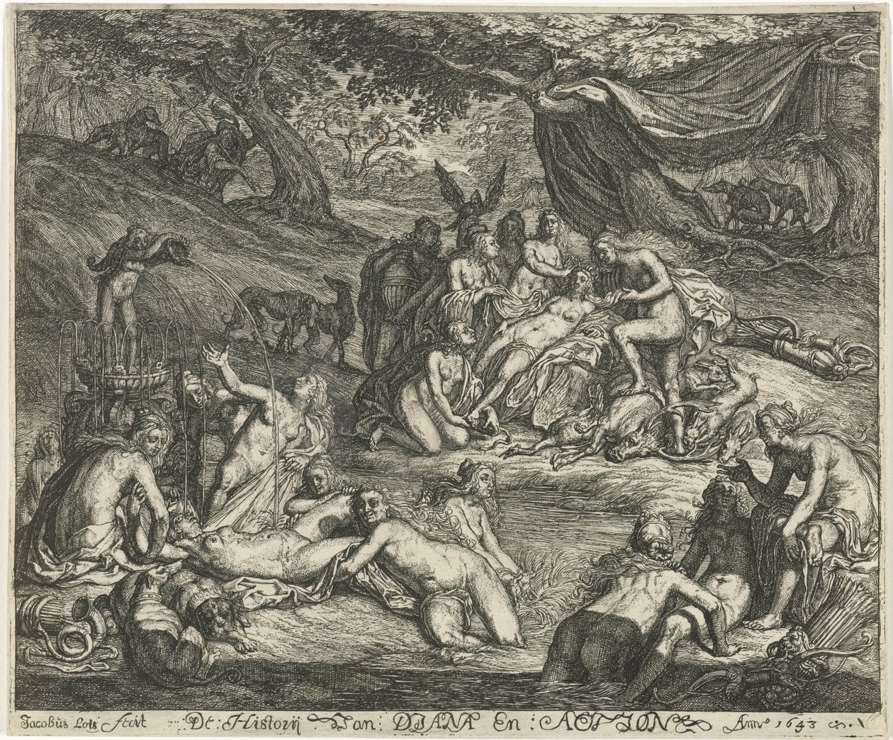 Diana opdager Callisto .s graviditet Historien om Diana og Acteon (titel på objekt) af Jacob Lois