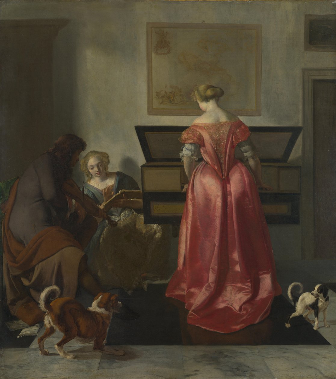 To kvinder og en mand laver musik, ca 1675 af Jacob Lucasz. Ochtervelt