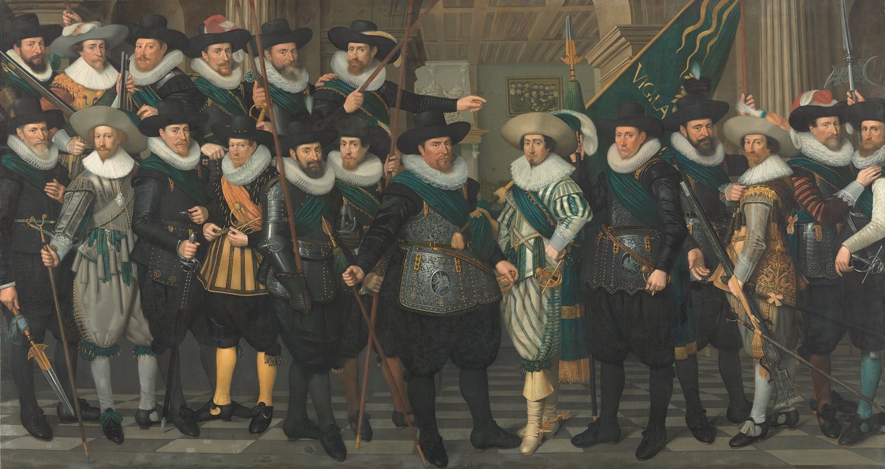 Borgergardister fra kompagniet af kaptajn Jacob Pieterszn Hooghkamer og løjtnant Pieter Jacobszn van Rijn af Jacob Lyon