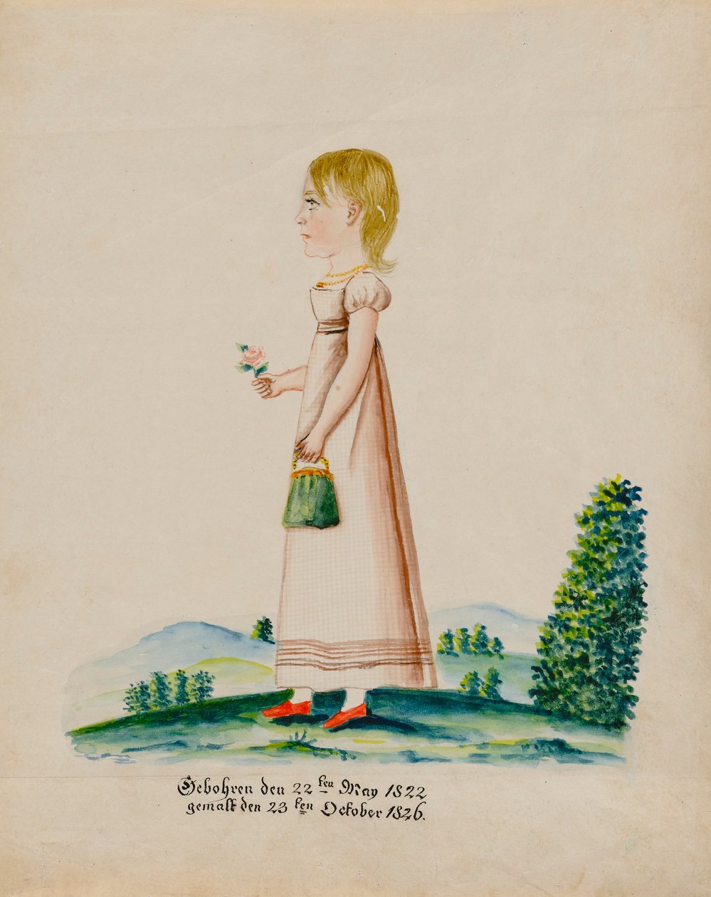 Portræt af Sarah Musser, 1826. af Jacob Maentel