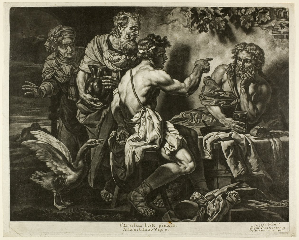Jupiter og Merkur med Philemon og Baucis af Jacob Mannl