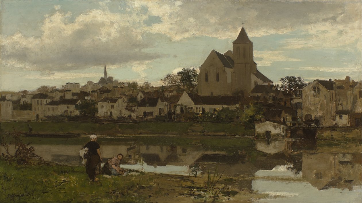 Hollandsk: Gezicht op Montigny-sur-Loing Udsigt over Montigny-sur-Loing af Jacob Maris