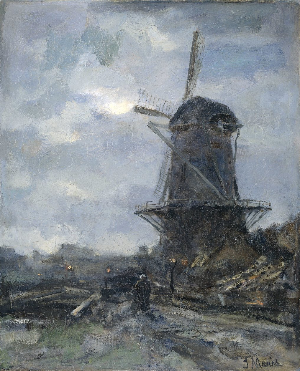 Mølle ved måneskin af Jacob Maris