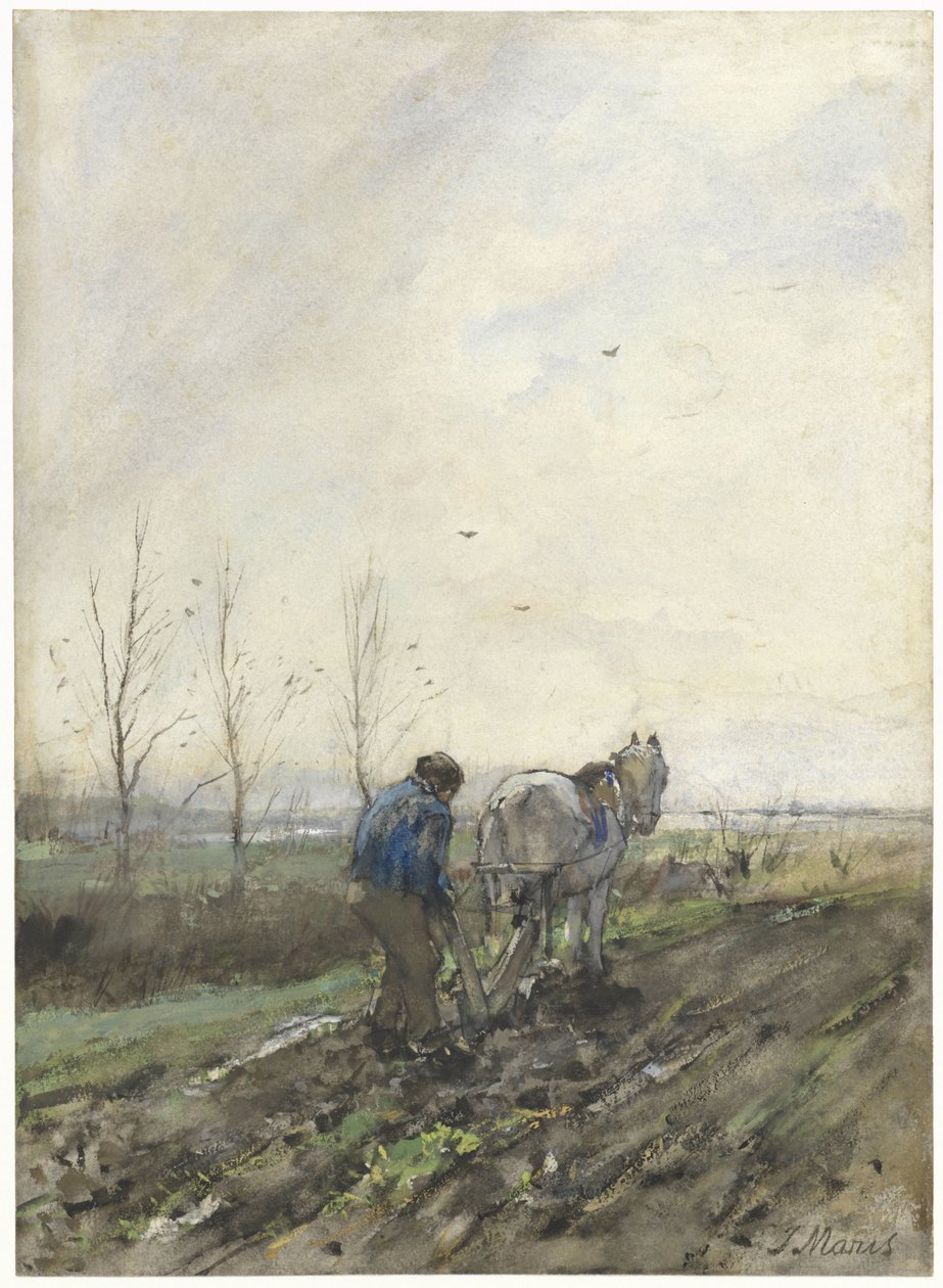 Pløjende bonde af Jacob Maris
