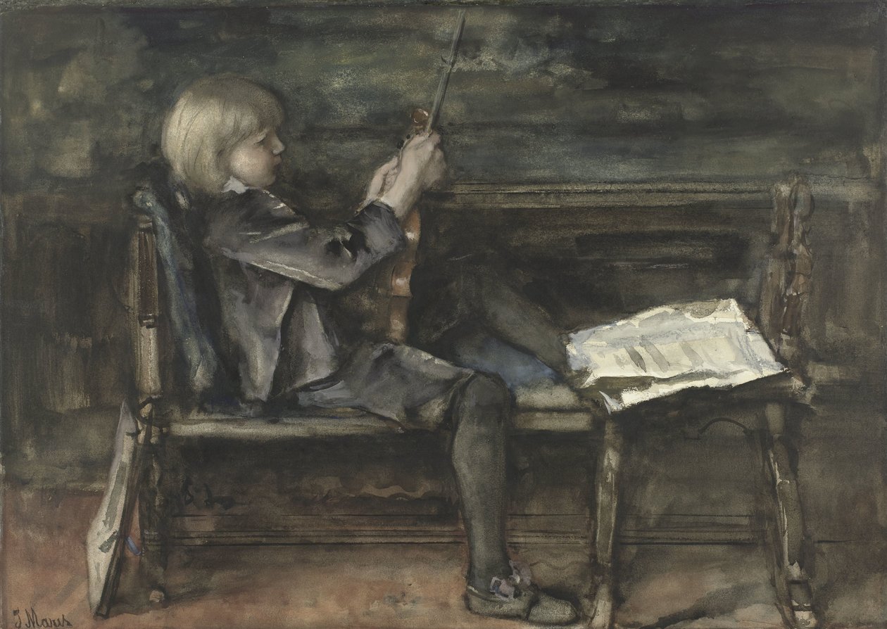 Portræt af Willem Matthijs Maris, med violin af Jacob Maris