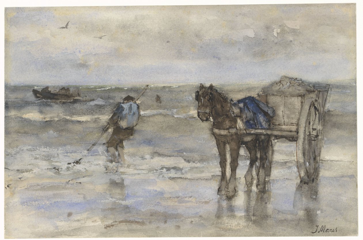 Skalfisker på stranden af Jacob Maris
