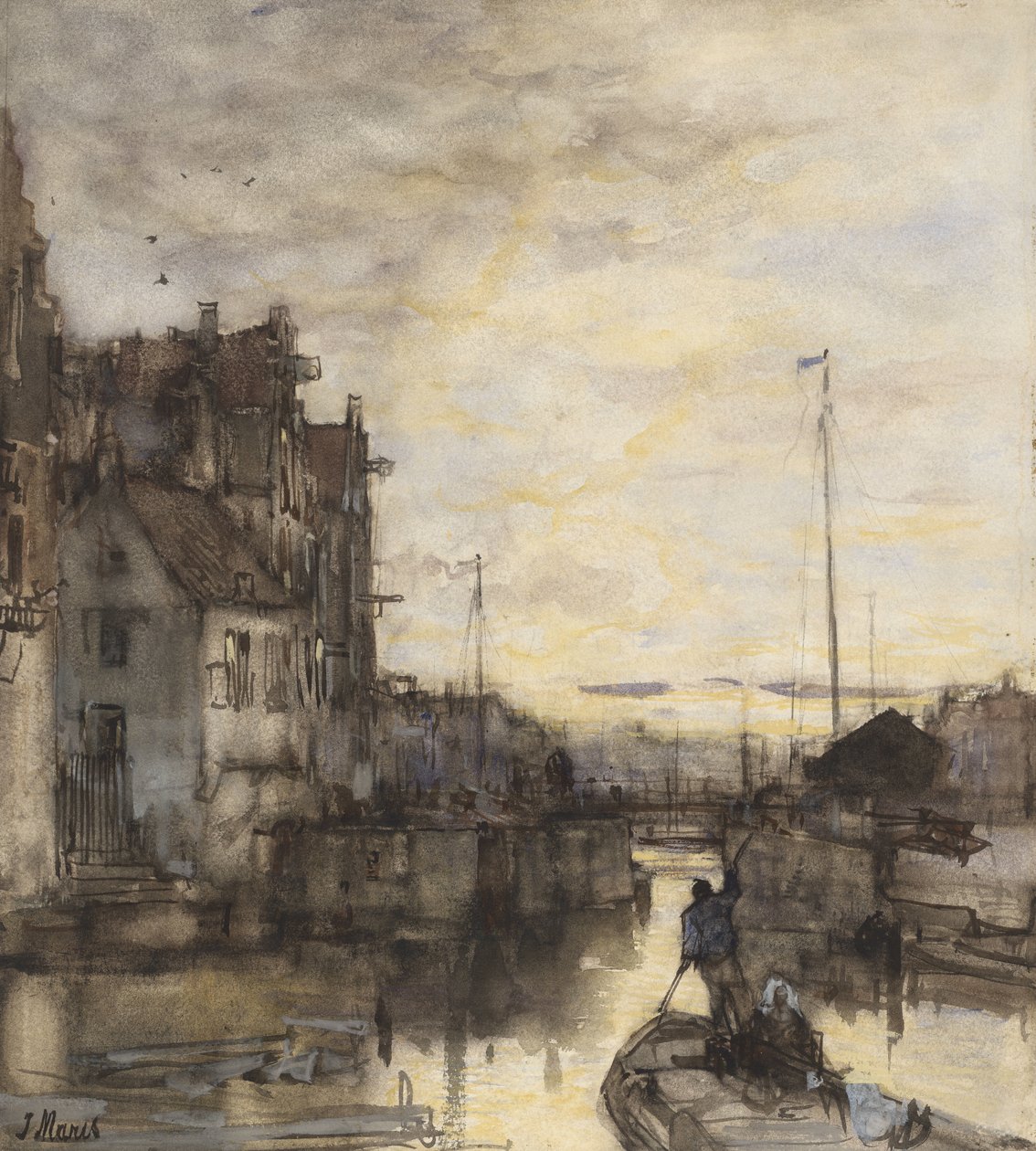 Bybilledet om natten af Jacob Maris