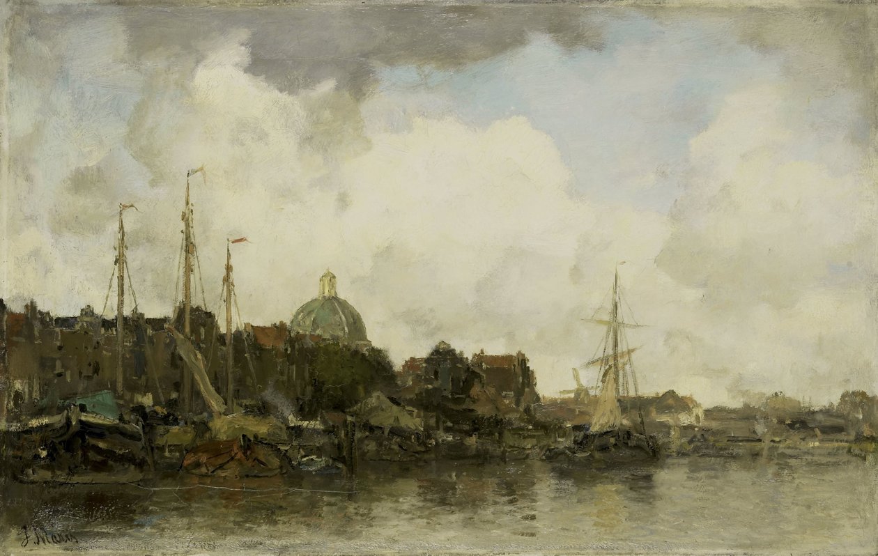 Bybillede med en kuppelkirke af Jacob Maris
