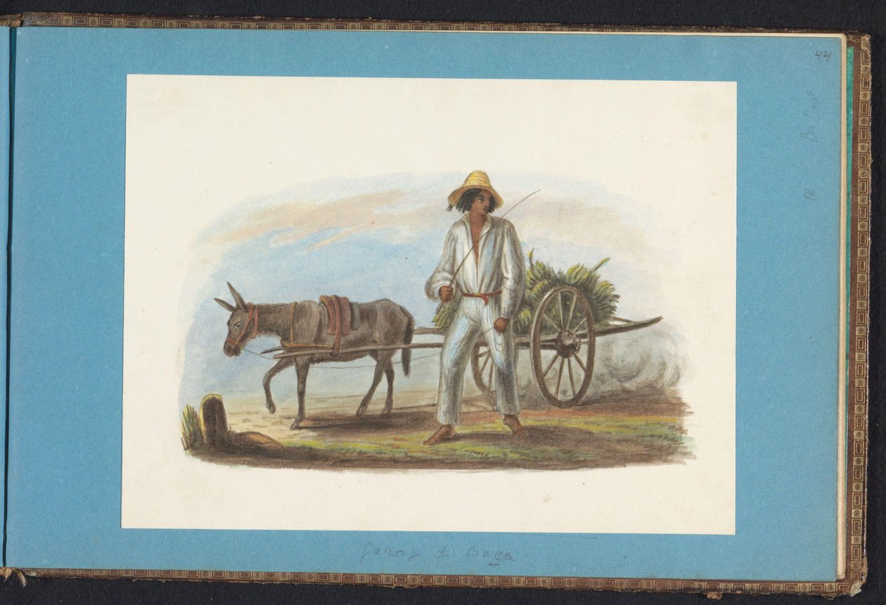 Mand med vogn med bananer Album med tegninger af Surinam, s.44 (50) (serietitel) af Jacob Marius Adriaan Martini van Geffen