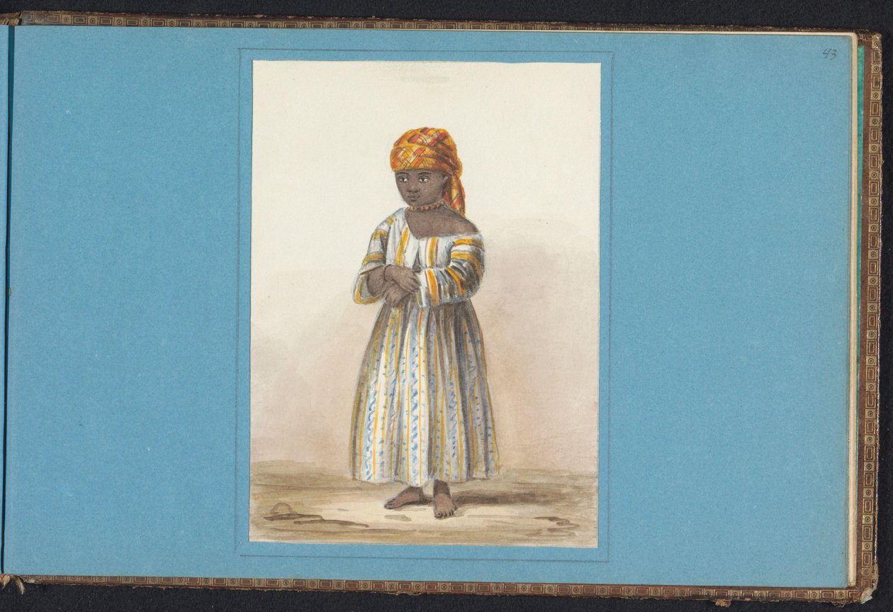 Portræt af Affie Affie 59. december (titel på objekt) Album med tegninger af Surinam, s.43 (50) (serietitel) af Jacob Marius Adriaan Martini van Geffen