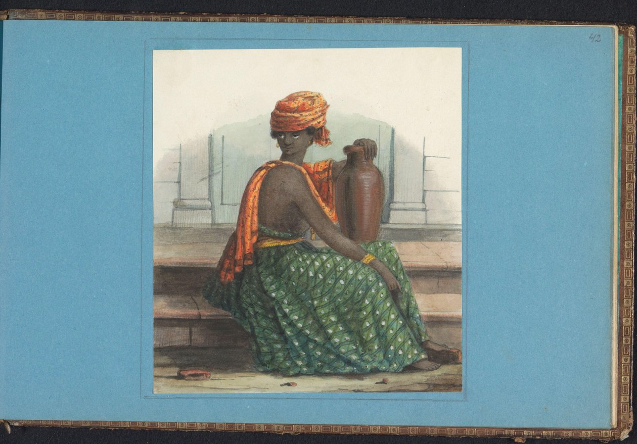Kvinde i koto misi Album med tegninger af Surinam, s.42(r) (50) (serietitel) af Jacob Marius Adriaan Martini van Geffen