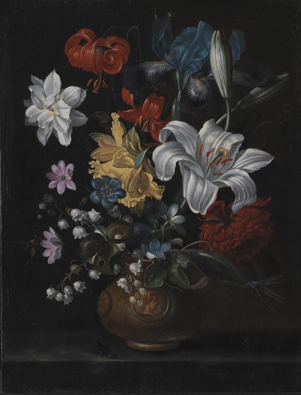 Stentøjskrukke med blomster af Jacob Marrel