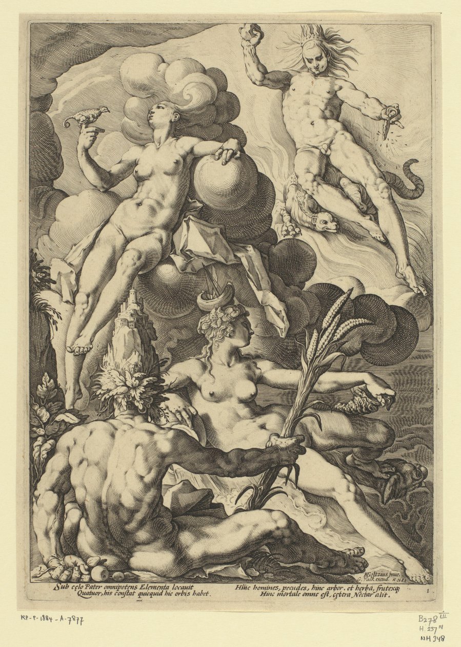 De fire elementer Mytologiske og allegoriske fremstillinger (serietitel) af Jacob Matham (attributed to)