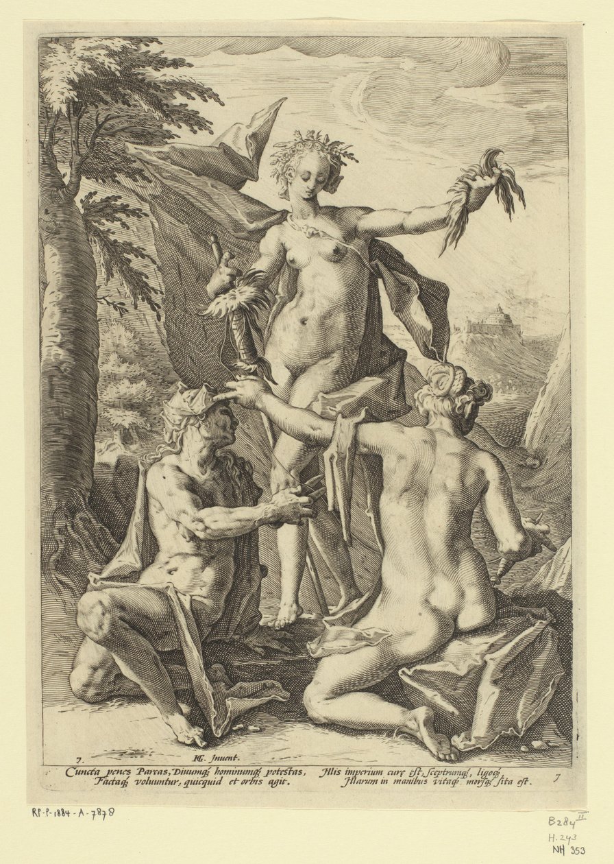 Tre skæbner Mytologiske og allegoriske fremstillinger (serietitel) af Jacob Matham (attributed to)