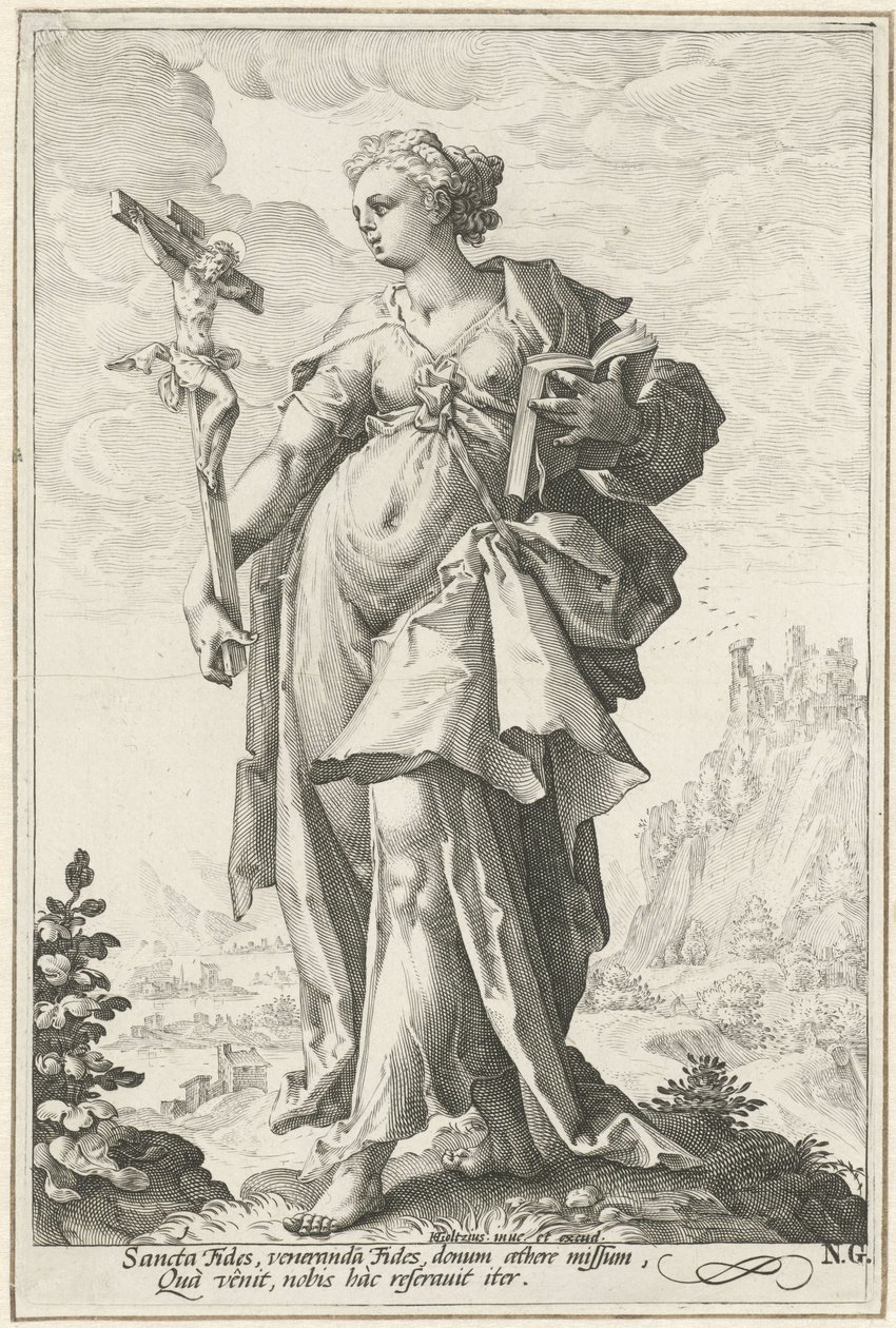 Tro (Fides) Dyderne (serietitel) af Jacob Matham (attributed to)