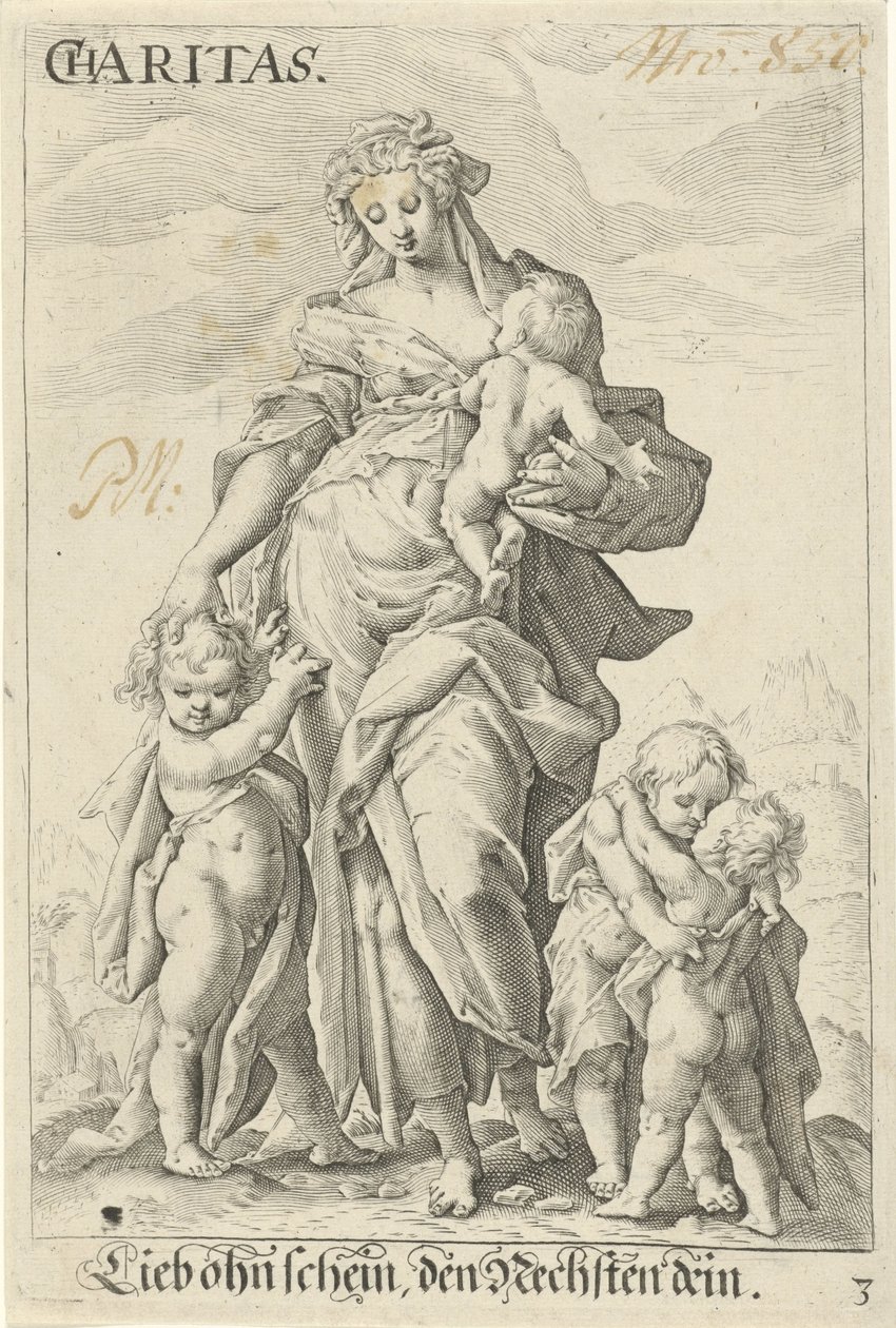Kærlighed (velgørenhed) Velgørenhed (titel på objekt) af Jacob Matham (attributed to)