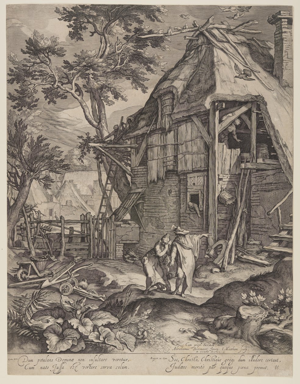 Abraham udstøder Hagar af Jacob Matham