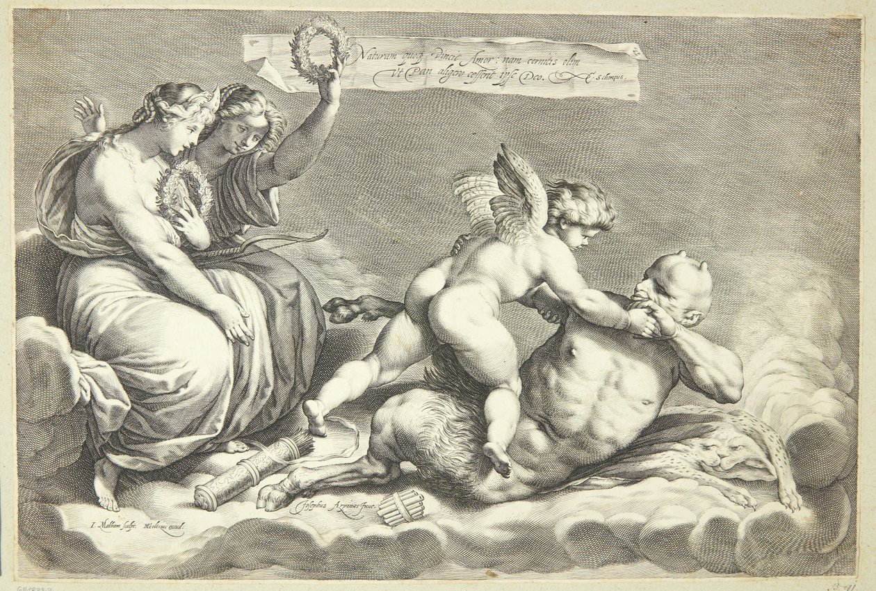Amor besejrer Pan af Jacob Matham