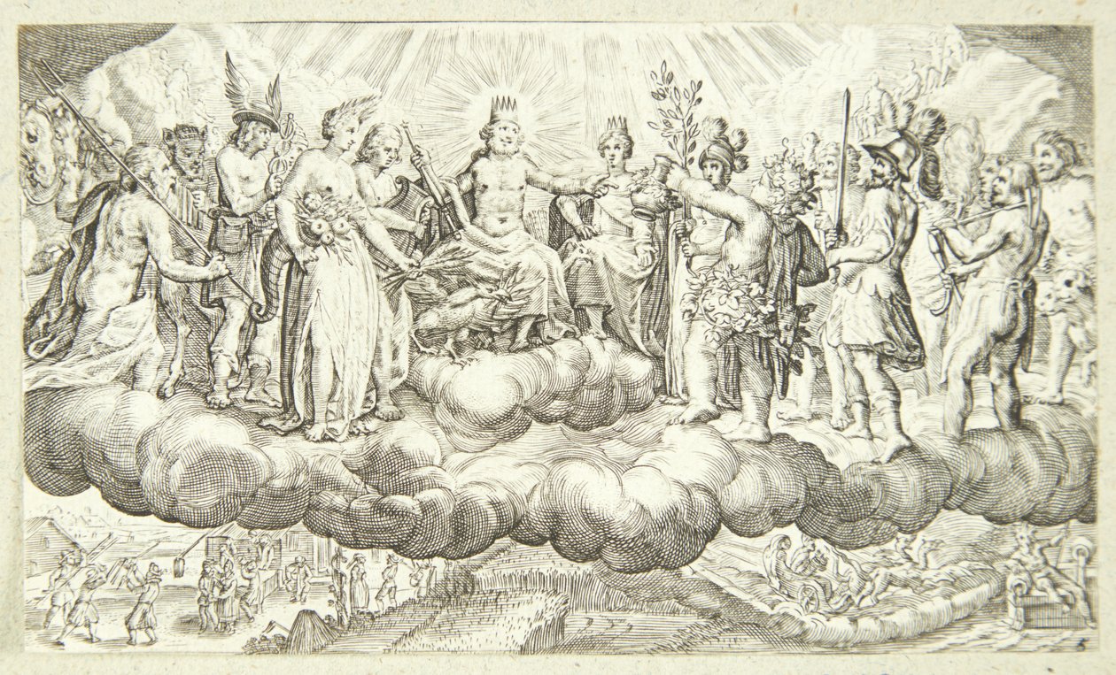 Bakkus overrækker vin til Jupiter af Jacob Matham