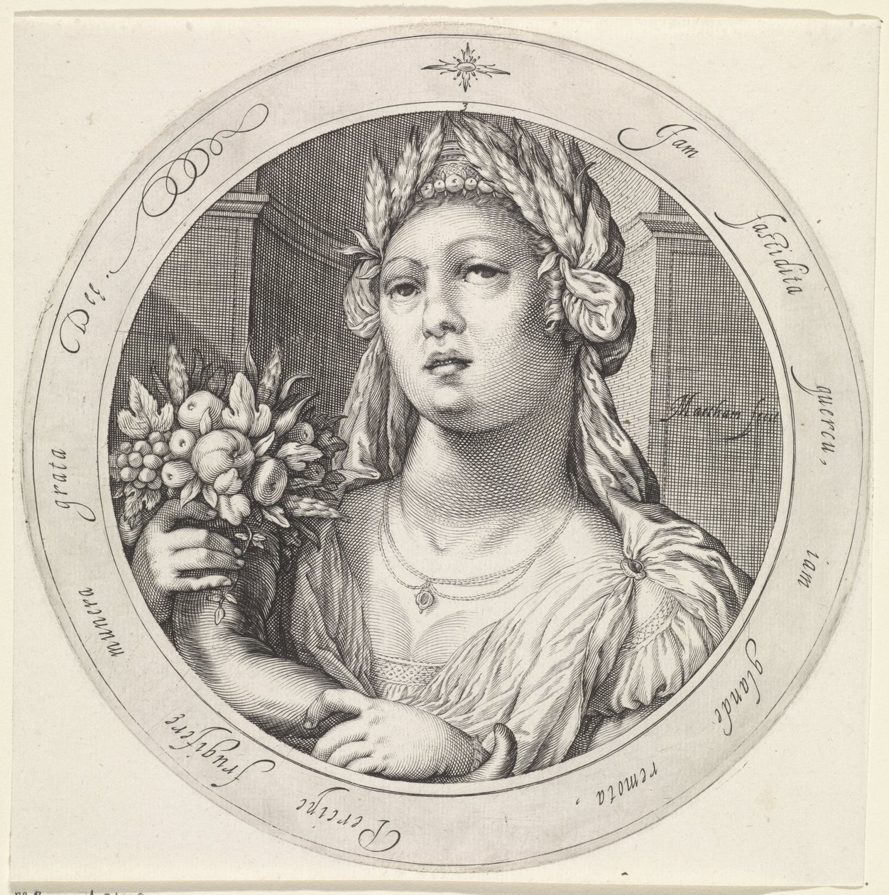 Ceres mødte overflødighedshorn Venus, Bacchus en Ceres (serietitel) af Jacob Matham