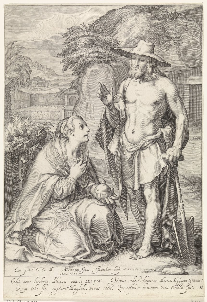 Kristus viser sig for Maria Magdalene (Noli me tangere) af Jacob Matham