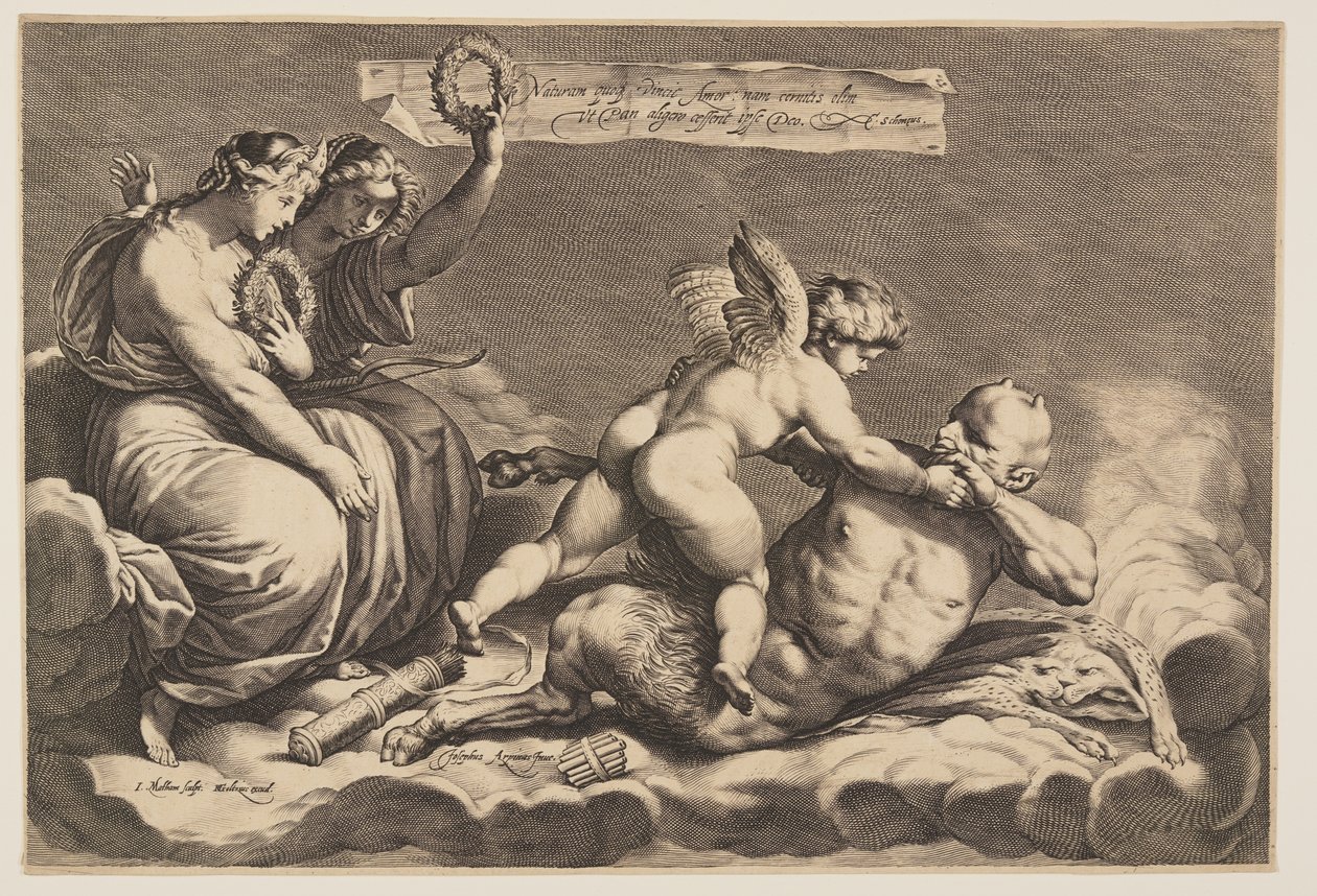 Amor Taming Pan af Jacob Matham