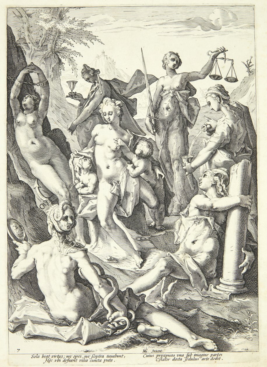 De syv dyder af Jacob Matham