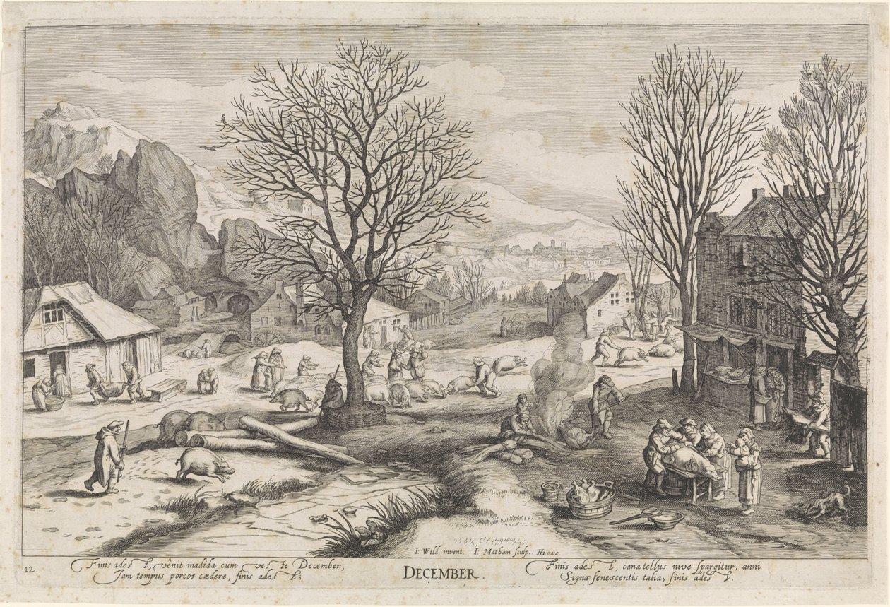 december (titel på objekt) De tolv måneder (serietitel) af Jacob Matham
