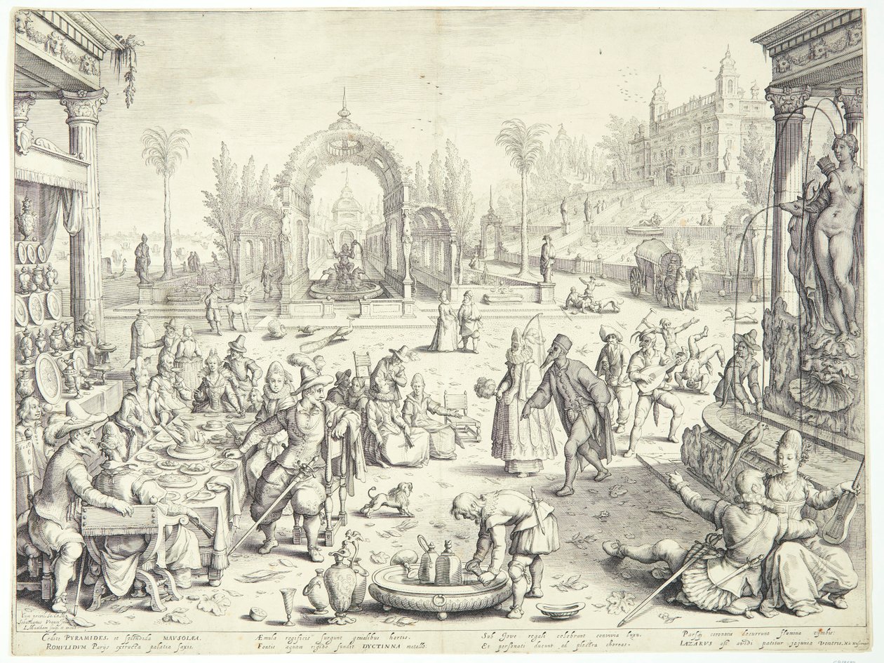 Den rige mand og Lazarus af Jacob Matham
