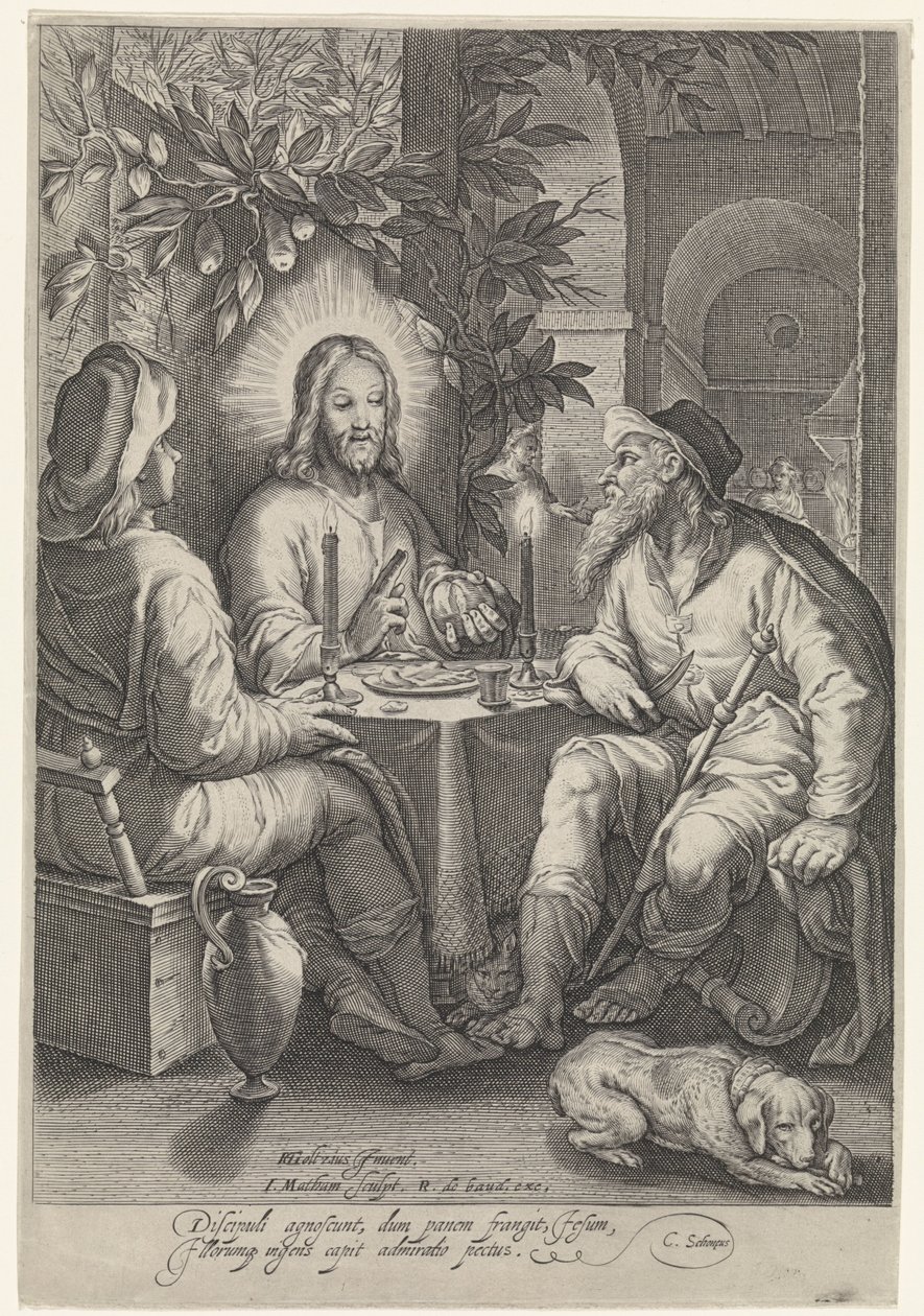 Måltid i Emmaus af Jacob Matham