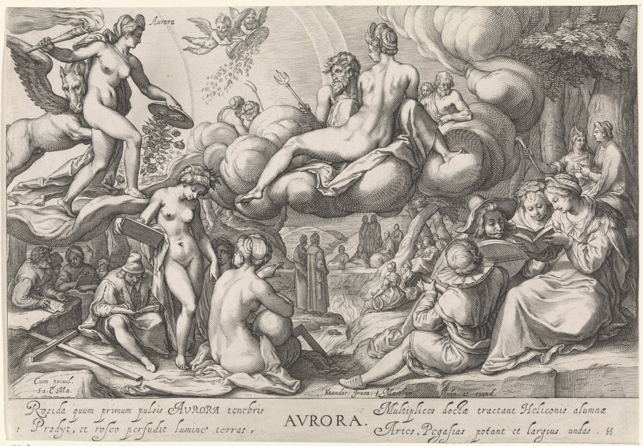 Morgen (Aurora) Avrora (titel på objekt) De fire gange på dagen (serietitel) af Jacob Matham