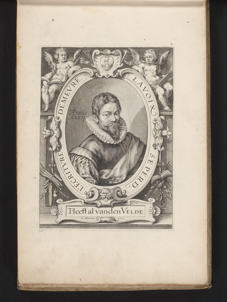 Portræt af Jan van den Velde i en alder af 36 Spejl af skrivekunst (serietitel) af Jacob Matham