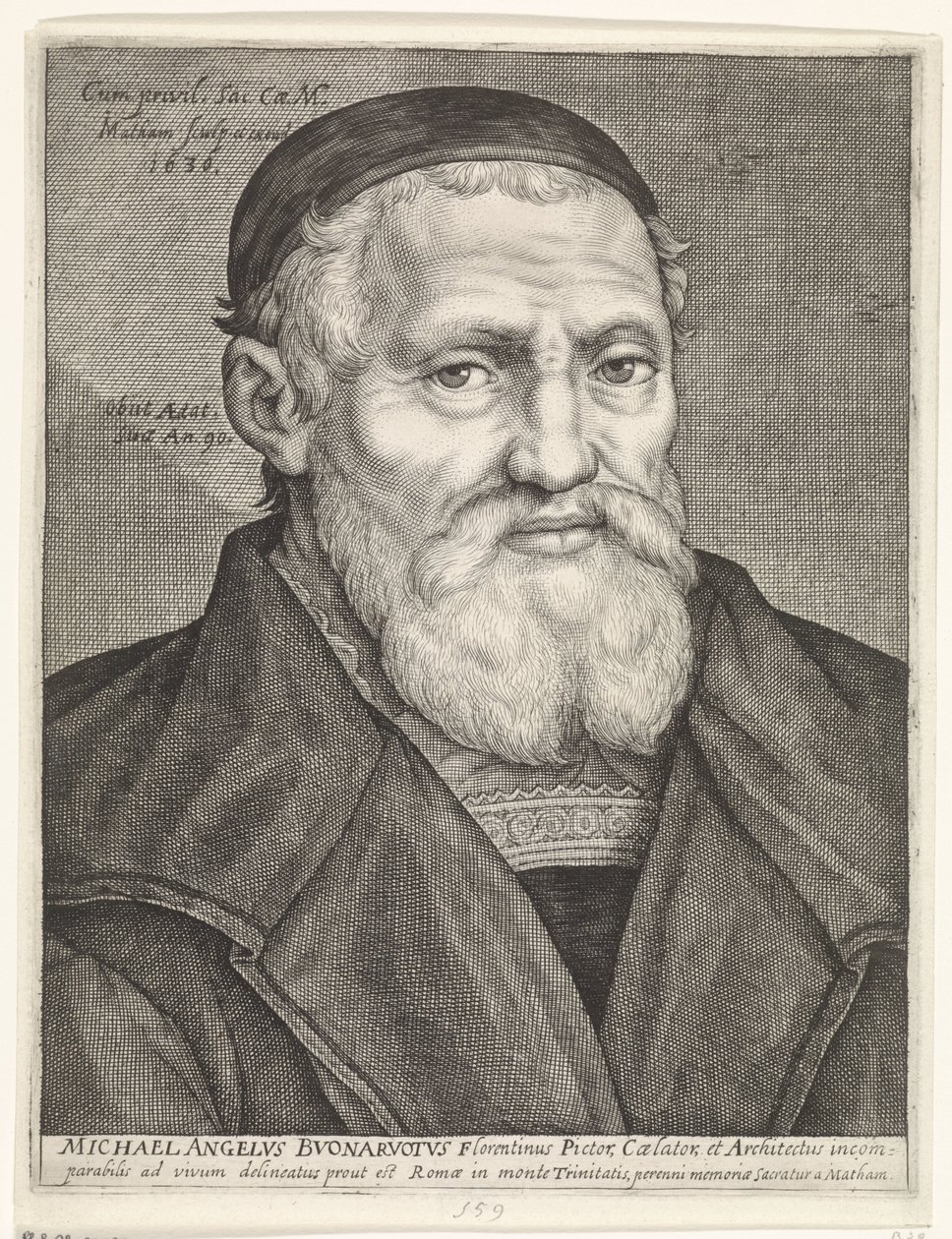 Portræt af Michelangelo af Jacob Matham