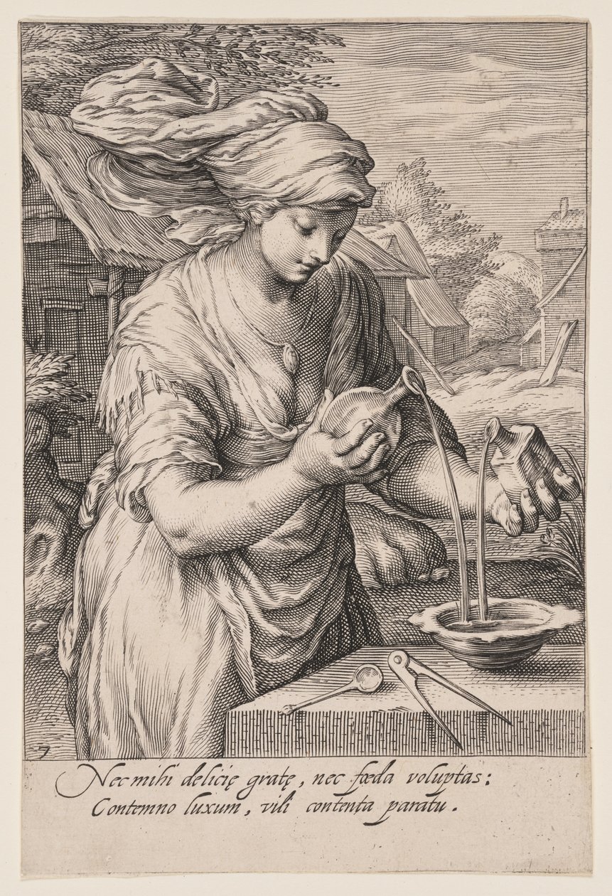 Afholdenhed, fra De syv dyder af Jacob Matham