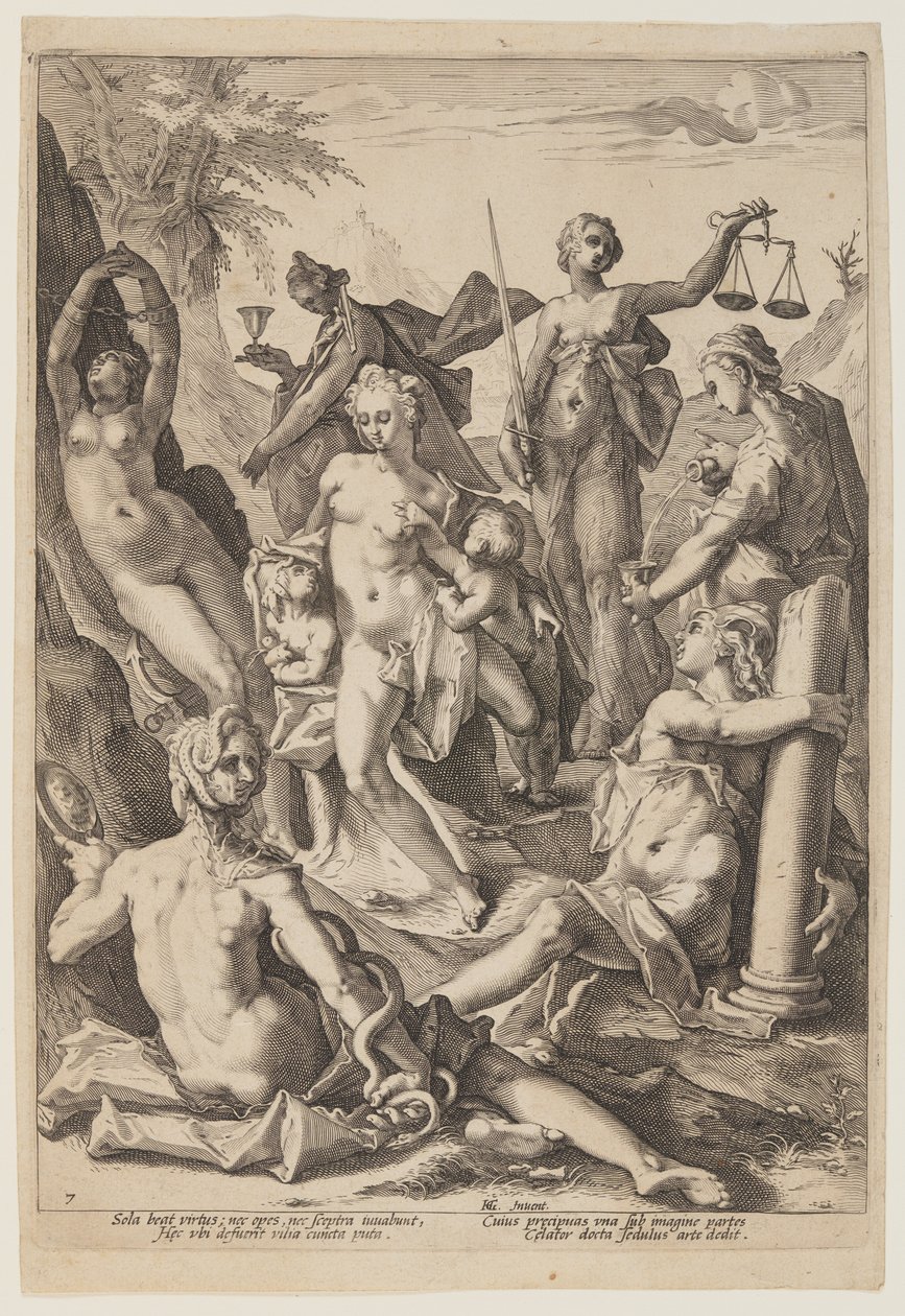 De syv dyder af Jacob Matham
