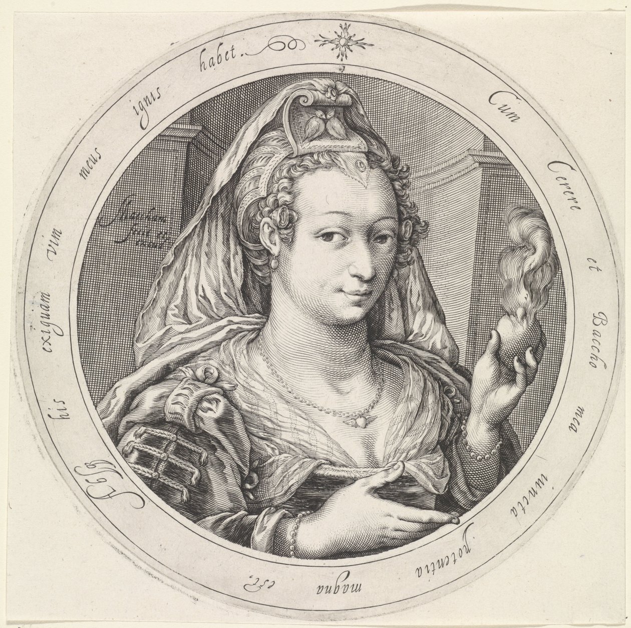Venus med et brændende hjerte Venus, Bacchus og Ceres (serietitel) af Jacob Matham