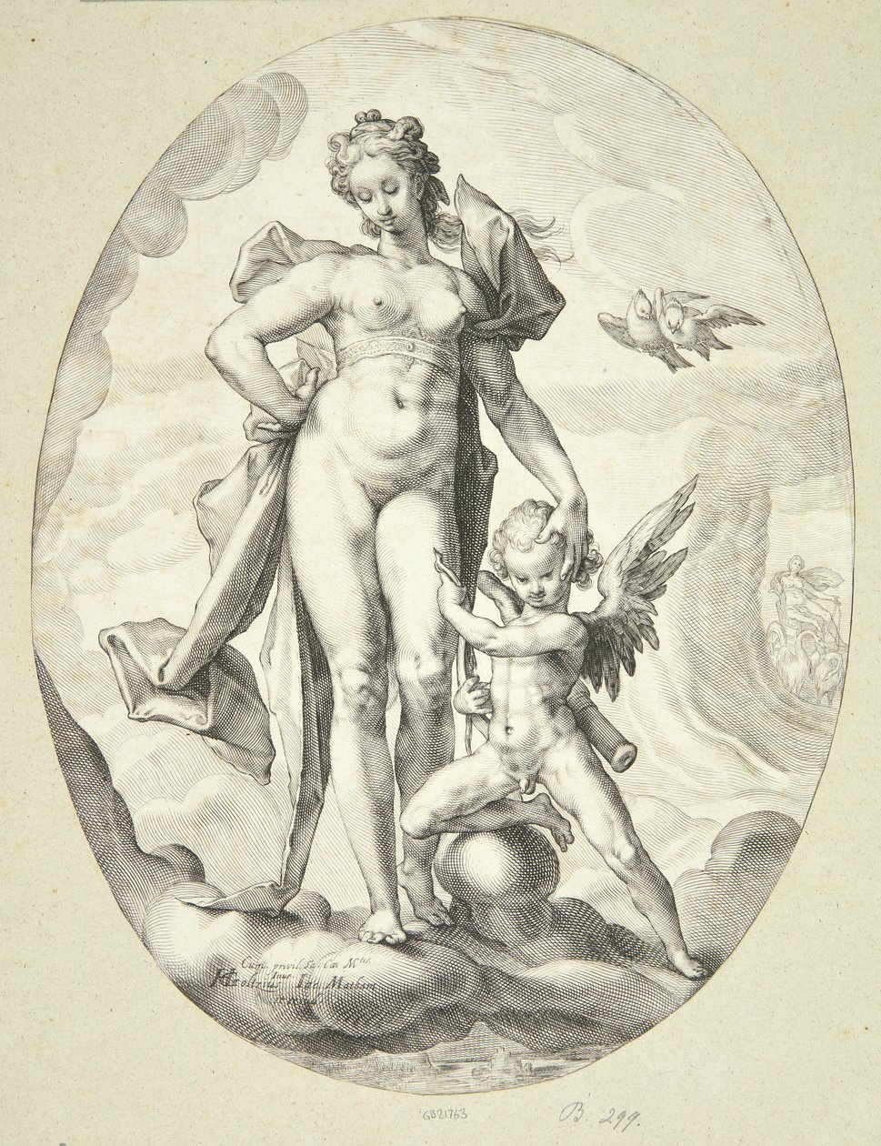 Venus og Amor af Jacob Matham
